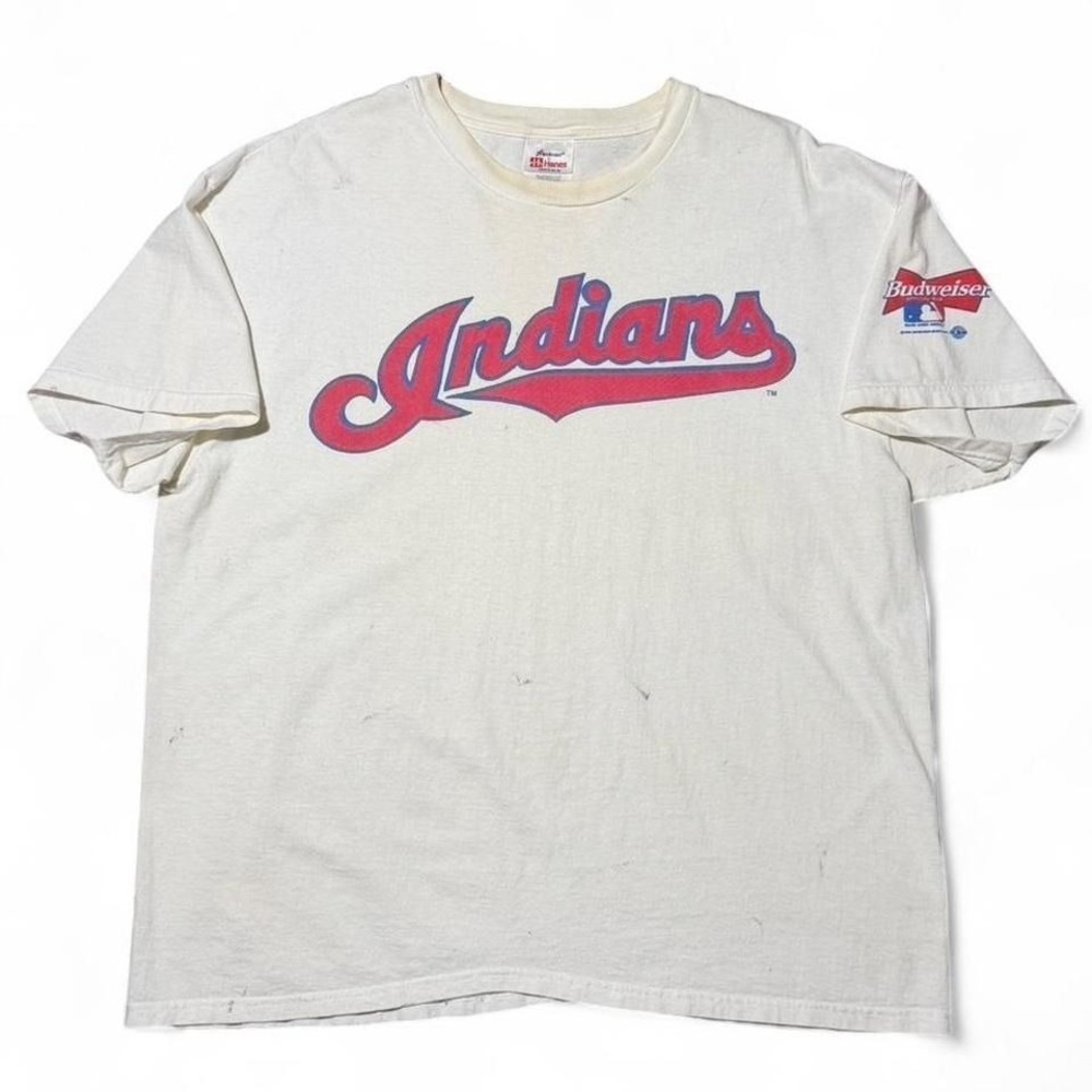 Vintage 90s Cleveland Guardians MLB Budweiser Baseball Promo T-shirt